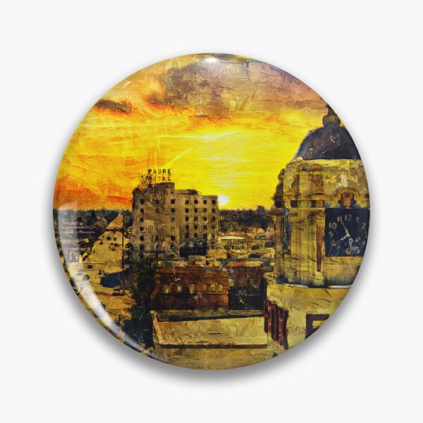 Artikelvorschau, Panorama der Innenstadt von Bakersfield, Kalifornien - digitale Malerei entworfen und verkauft von NickoPrints.