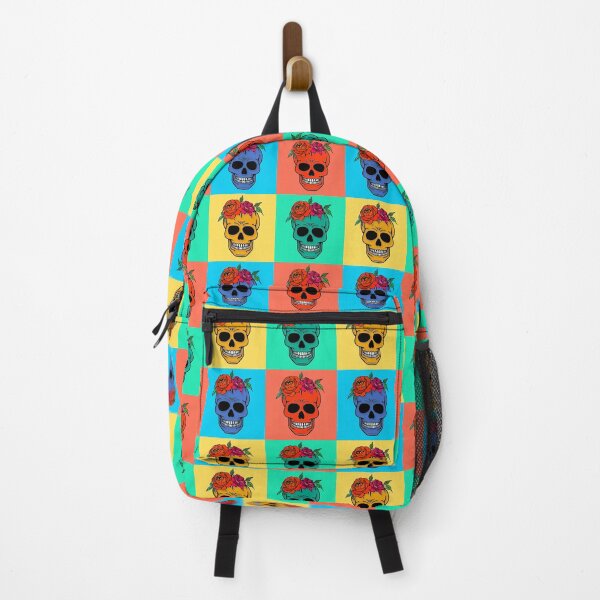 Item preview, Pop art. Pop culture. Andy Warhol. Four skulls with roses in bright colors. designed and sold by Rebeldía Pura.