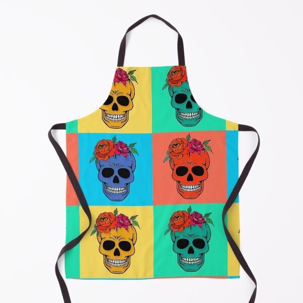 Item preview, Pop art. Pop culture. Andy Warhol. Four skulls with roses in bright colors. designed and sold by Rebeldía Pura.