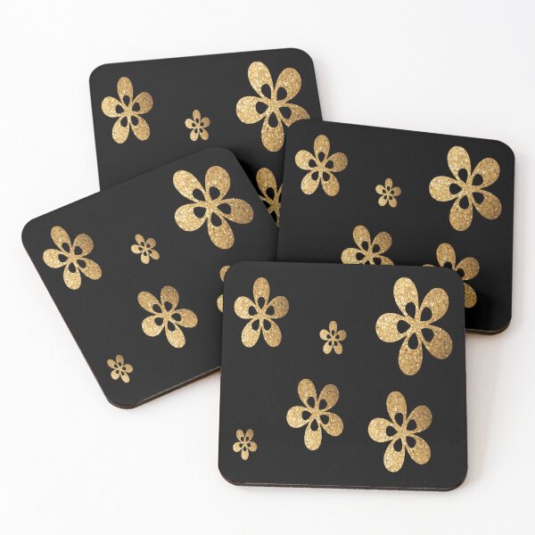 Item preview, Black and Gold Shiny Flowers designed and sold by tshirtprintbar.