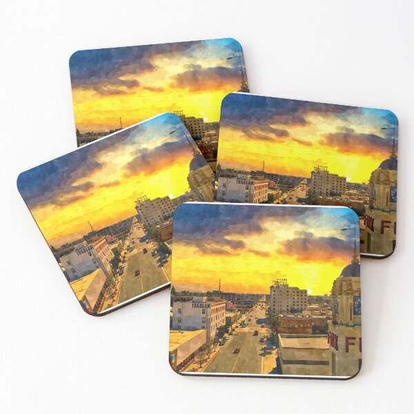 Item preview, Panorama of downtown Bakersfield, California - watercolor painting designed and sold by NickoPrints.