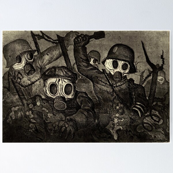 Sturmtruppen rücken unter Gas vor von Otto Dix Poster