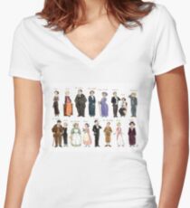Downton A. Porträts Tailliertes T-Shirt mit V-Ausschnitt