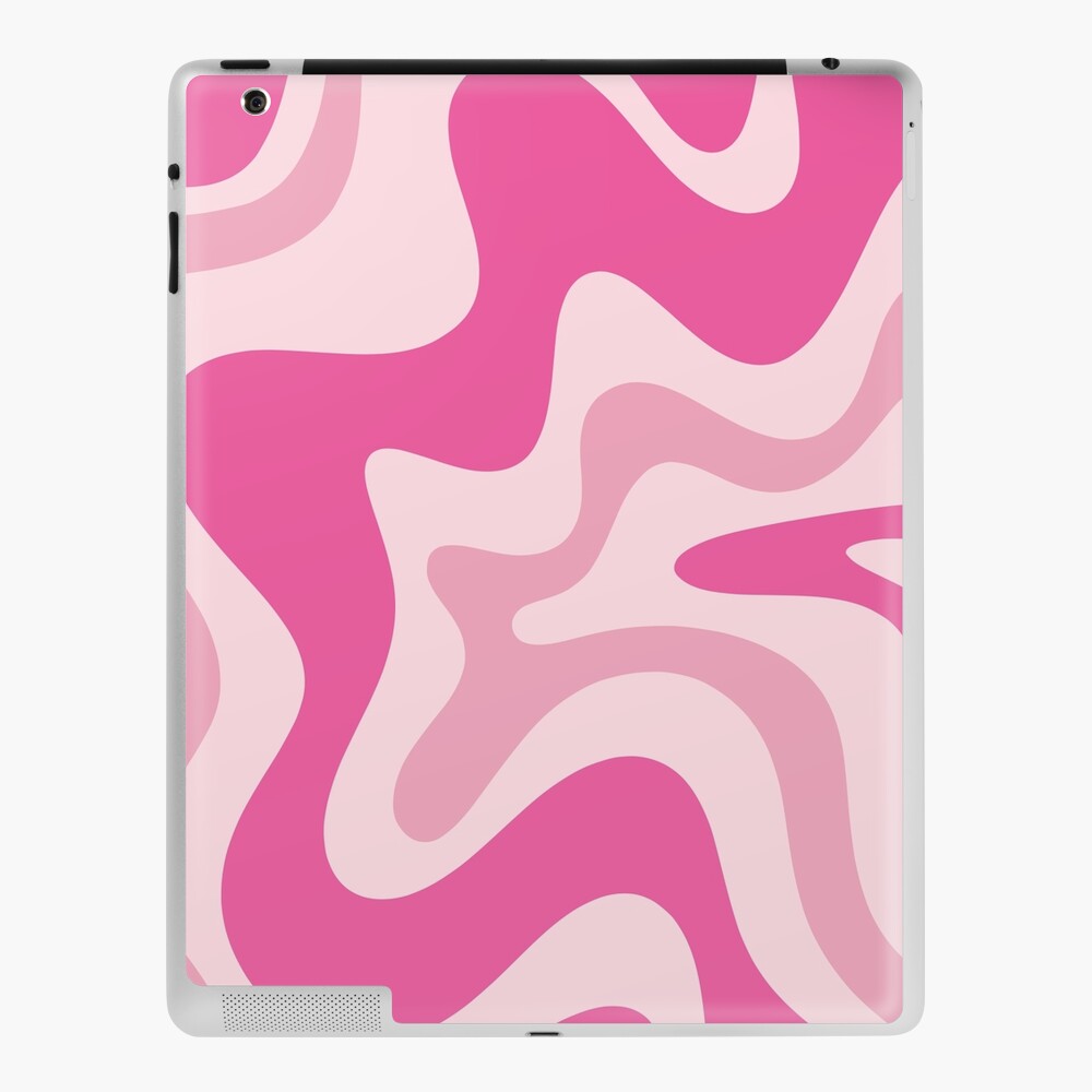 Retro Liquid Swirl Abstract Pattern in Double Y2K Pink Laptop & iPad Skin  by Kierkegaard Design Studio