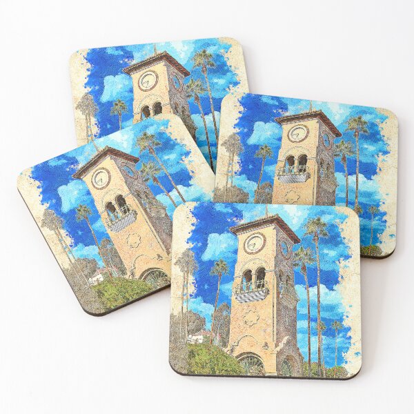 Item preview, Beale Memorial Clock Tower in Bakersfield, California - colored drawing designed and sold by NickoPrints.