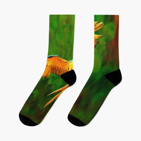 Item preview, GOLDEN-BLUE MACAW ABSTRACT GREEN JUNGLE ART   designed and sold by sharlesart.
