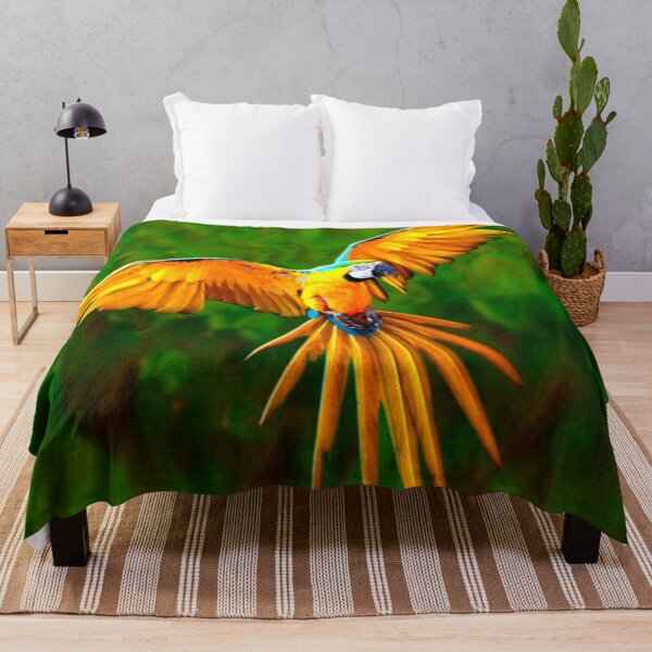 Item preview, GOLDEN-BLUE MACAW ABSTRACT GREEN JUNGLE ART designed and sold by sharlesart.