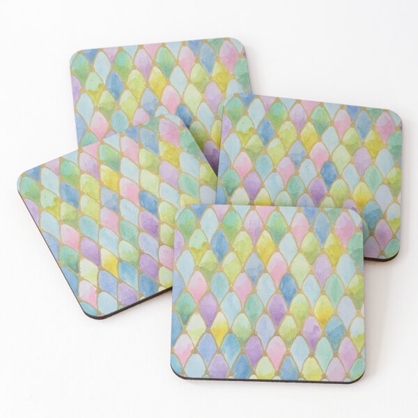 Item preview, Pastel Scallop Pattern Watercolor Artwork by Jolene Edwards designed and sold by CurlyClaraBelle.