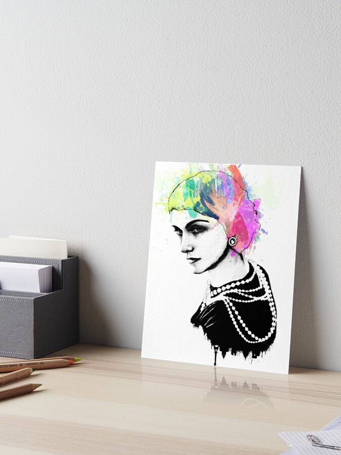 Coco Chanel Ink + Watercolor Portrait Art Art Board Print for