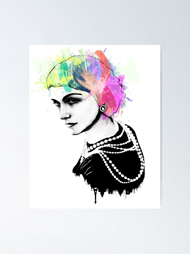 Coco Chanel Ink + Watercolor Portrait Art Poster for Sale by