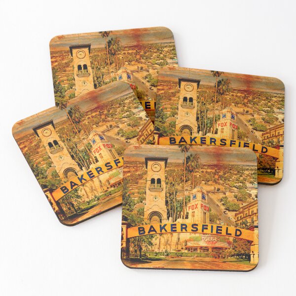 Item preview, Historical buildings of Bakersfield, California, blended on old paper designed and sold by NickoPrints.