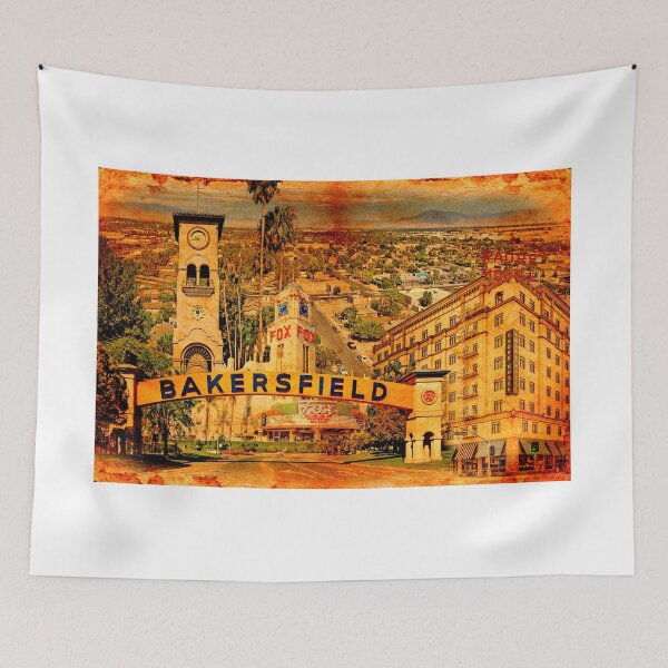 Item preview, Historical buildings of Bakersfield, California, blended on old paper designed and sold by NickoPrints.