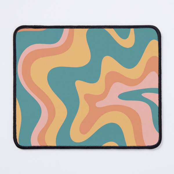 Item preview, Retro Liquid Swirl Abstract Pattern Teal Mustard Blush Pink Orange designed and sold by kierkegaard.