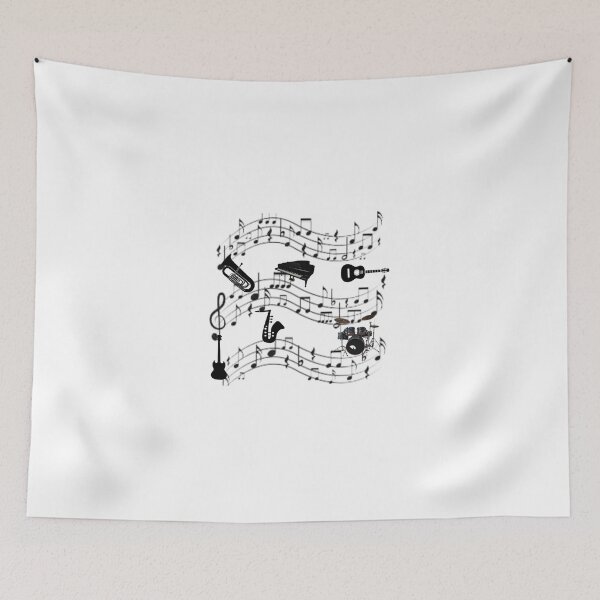Item preview, Black and White Musical Instruments & Notes designed and sold by Lololingyou.