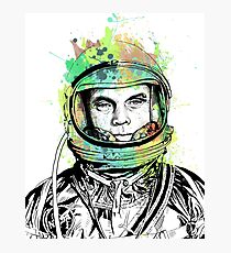 Lt. Col. John Glenn Ink + Watercolor Portrait Art Photographic Print
