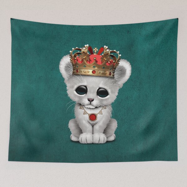 Item preview, Royal White lion Wearing Crown Blue designed and sold by JeffBartels.