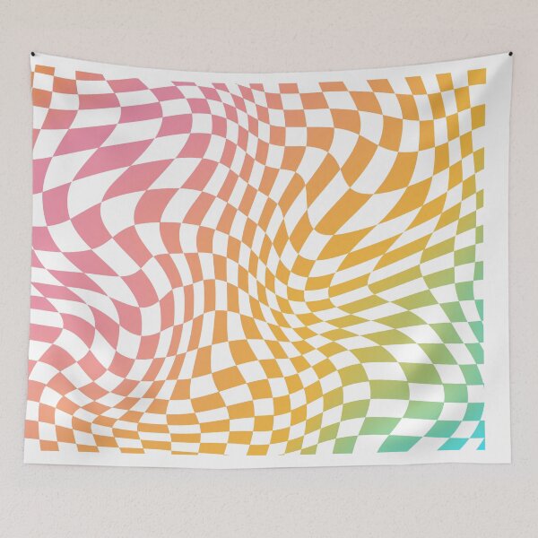Item preview, Wavy swirl abstract colorful rainbow checks checkered checkerboard pattern background texture designed and sold by MarzStudio.