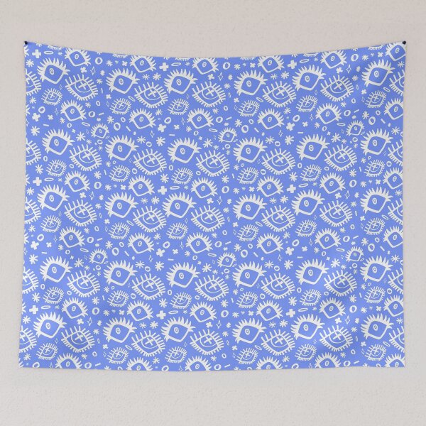 Item preview, Blue and White Trippy Eye Doodle Pattern (Drawn With Sharpie) designed and sold by JynnDoesArt.