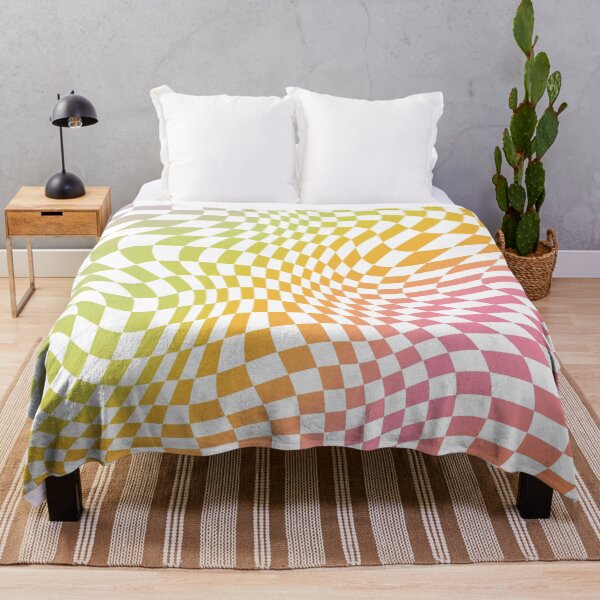 Aperçu de l'œuvre Abstrait déformé ondulé Illusion pastel arc-en-ciel esthétique Checker check Damier Minimalist Backdrop Pattern créée et vendue par MarzStudio.
