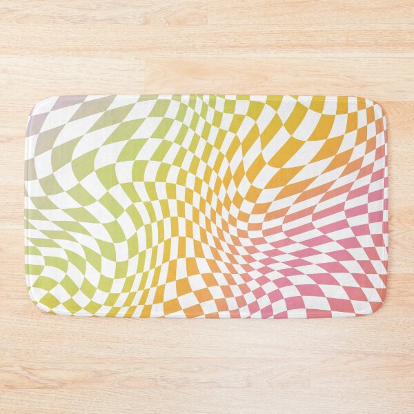 Item preview, Abstract Distorted Wavy Illusion pastel rainbow aesthetic Checker checks Checkerboard Minimalist Backdrop Pattern designed and sold by MarzStudio.