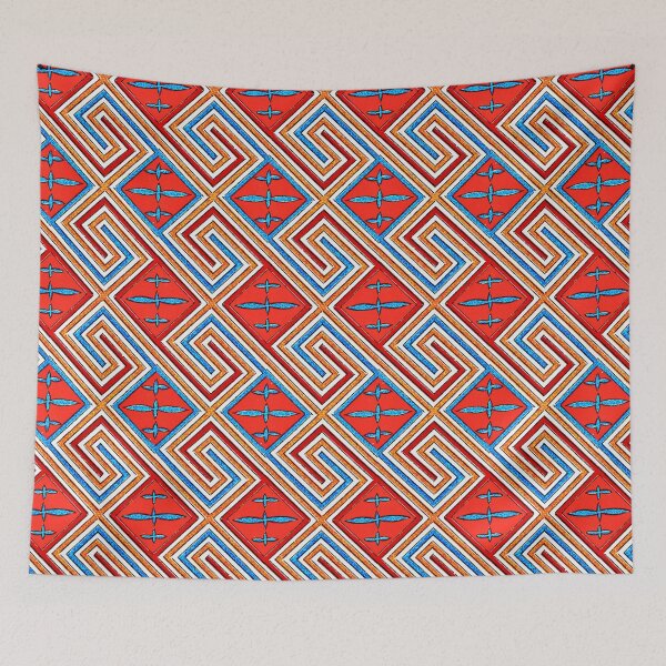 Item preview, Red and Blue Diagonal Linework Egyptian pattern designed and sold by RyanCaudell.