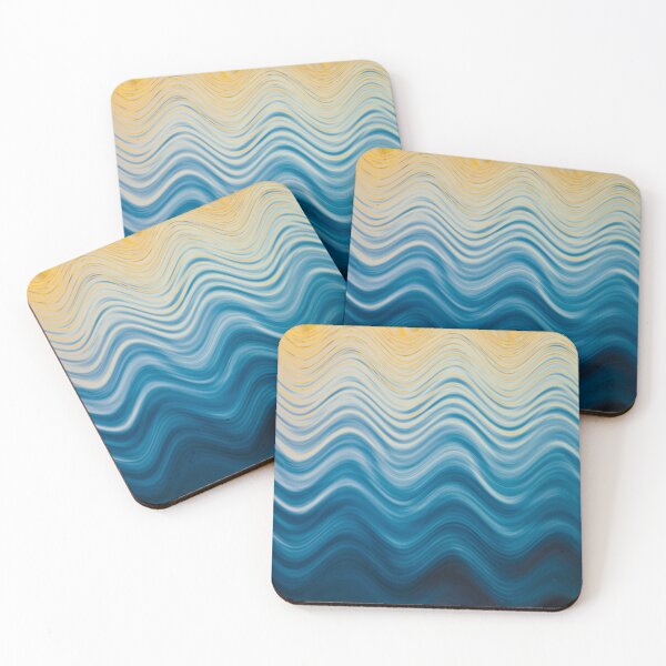 Item preview, Abstract or conceptual wavy pattern on water surface in blues and yellow designed and sold by Brian Scantlebury.