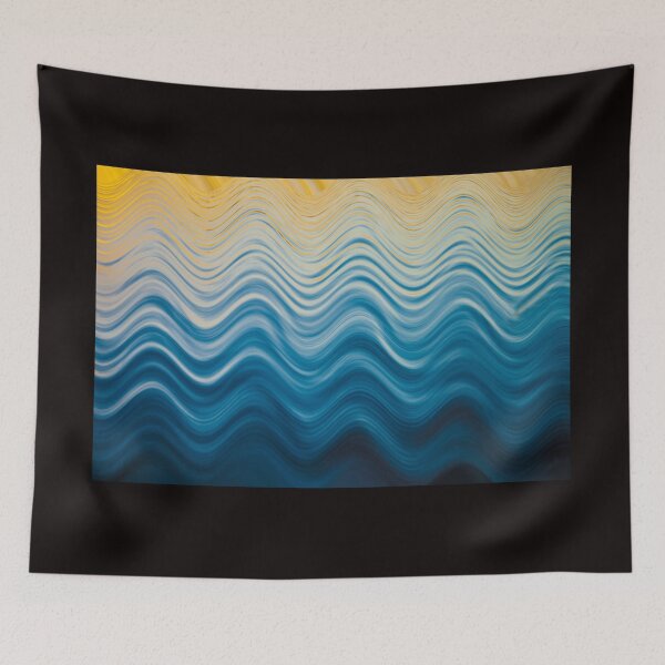 Item preview, Abstract or conceptual wavy pattern on water surface in blues and yellow designed and sold by Brian Scantlebury.