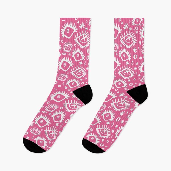 Item preview, Pink and White Trippy Eye Doodle Pattern (Drawn With Sharpie) designed and sold by JynnDoesArt.