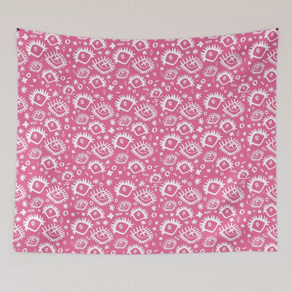 Item preview, Pink and White Trippy Eye Doodle Pattern (Drawn With Sharpie) designed and sold by JynnDoesArt.