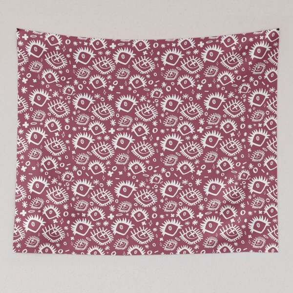 Item preview, Dark Cherry and White Trippy Eye Doodle Pattern (Drawn With Sharpie) designed and sold by JynnDoesArt.