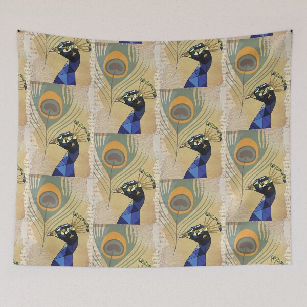 Item preview, Beautiful Old World Peacock On Parchment Paper Pattern Trending Grandmillennial Style designed and sold by H3designs.