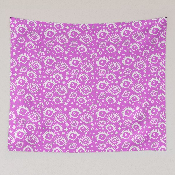Item preview, Hot Pink and White Trippy Eye Doodle Pattern (Drawn With Sharpie) designed and sold by JynnDoesArt.