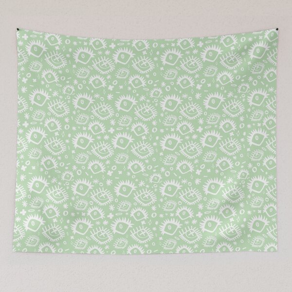 Item preview, Pistachio Green and White Trippy Eye Doodle Pattern (Drawn With Sharpie) designed and sold by JynnDoesArt.