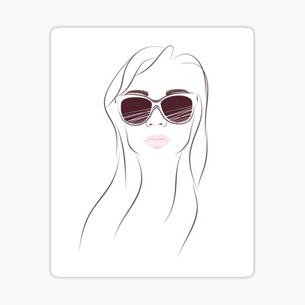 "Simply fashion portrait of woman in sunglasses" Sticker for Sale by