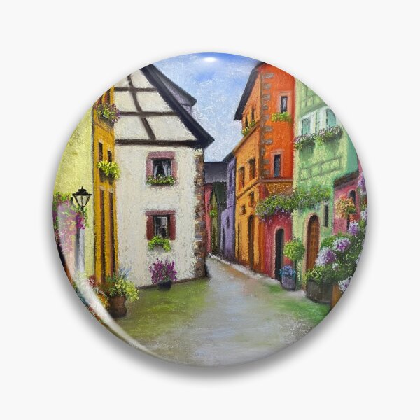 Artikelvorschau, "Irgendwo in der Provence" Dorf in Frankreich in Pastelltönen gemalt entworfen und verkauft von Marla Kurzec.