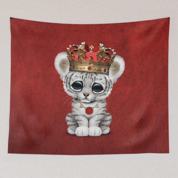 Item preview, Cute Royal White Tiger Wearing Crown designed and sold by JeffBartels.