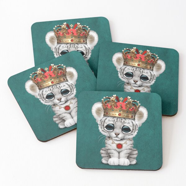 Item preview, Royal White Tiger Wearing Crown Blue designed and sold by JeffBartels.