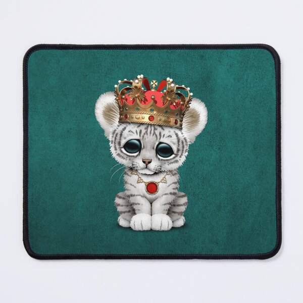 Item preview, Royal White Tiger Wearing Crown Blue designed and sold by JeffBartels.