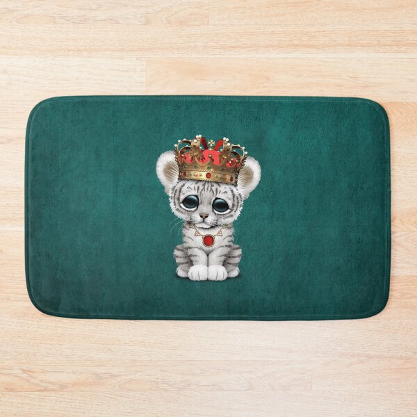 Item preview, Royal White Tiger Wearing Crown Blue designed and sold by JeffBartels.