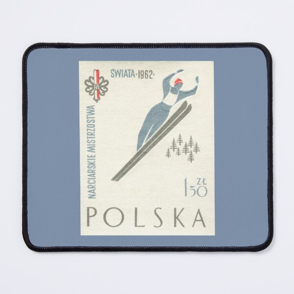 Item preview, Vintage 1962 winter Poland skiing ski jumping postage stamp designed and sold by cutestamps.