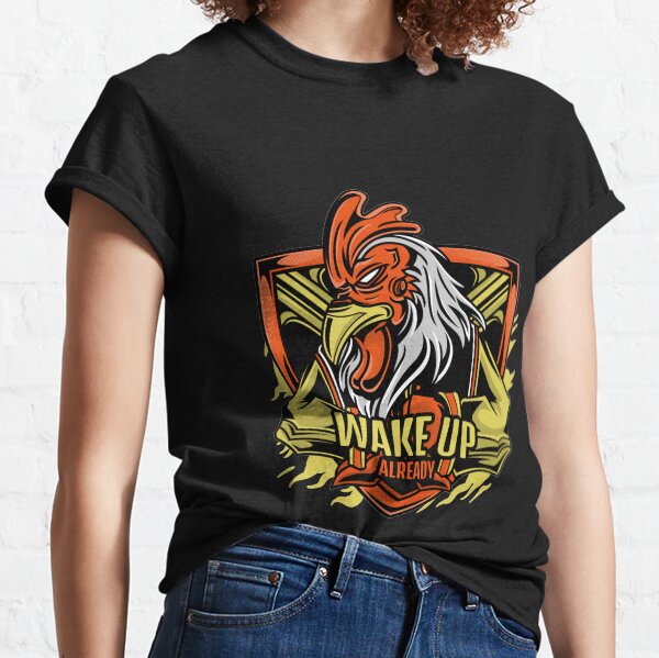 Vista previa del artículo con la obra «Cranky Rooster divertido despertar ya diseño de tendencia», diseñado y vendido por dreamwearprints.
