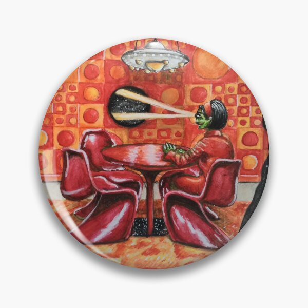 Item preview, Retro Mod Alien Surreal Outer Space Surreal Original Art designed and sold by Intergalactic Unicorn: Art by Anna Schmidt.