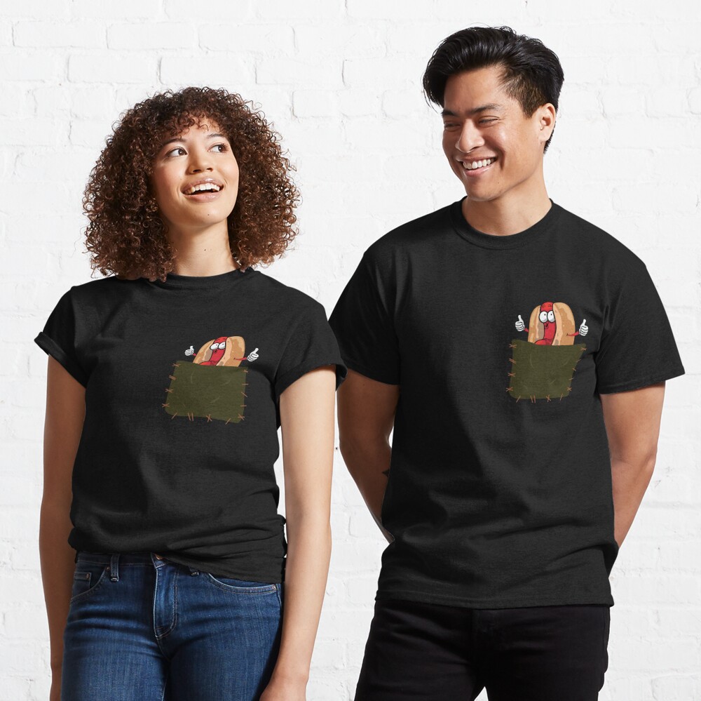 Here for the Hot Dogs Adult Heavyweight Pocket T-shirt Hot 