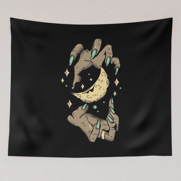 Item preview, Pastel Detailed Lined Bold Spooky Hand And Floating Moon designed and sold by Scopestor.