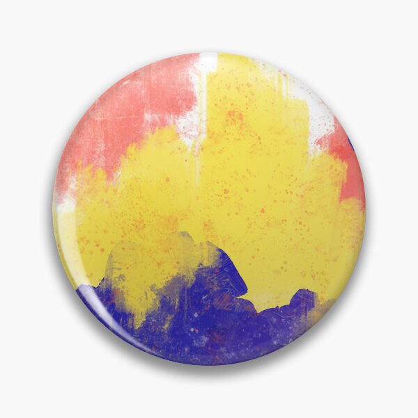 Item preview, Cobalt Blue, Coral, and Bright Yellow Abstract Ikat Painting designed and sold by Brushedinbold.