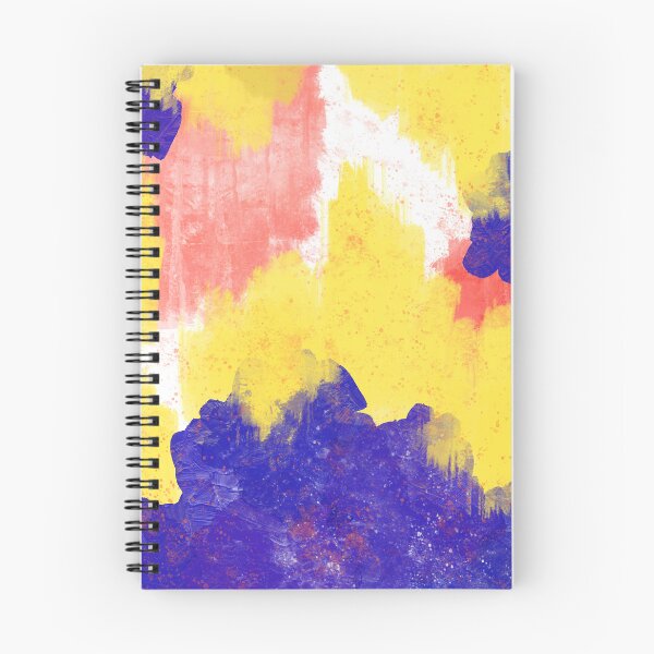Item preview, Cobalt Blue, Coral, and Bright Yellow Abstract Ikat Painting designed and sold by Brushedinbold.