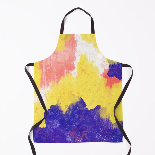 Item preview, Cobalt Blue, Coral, and Bright Yellow Abstract Ikat Painting designed and sold by Brushedinbold.