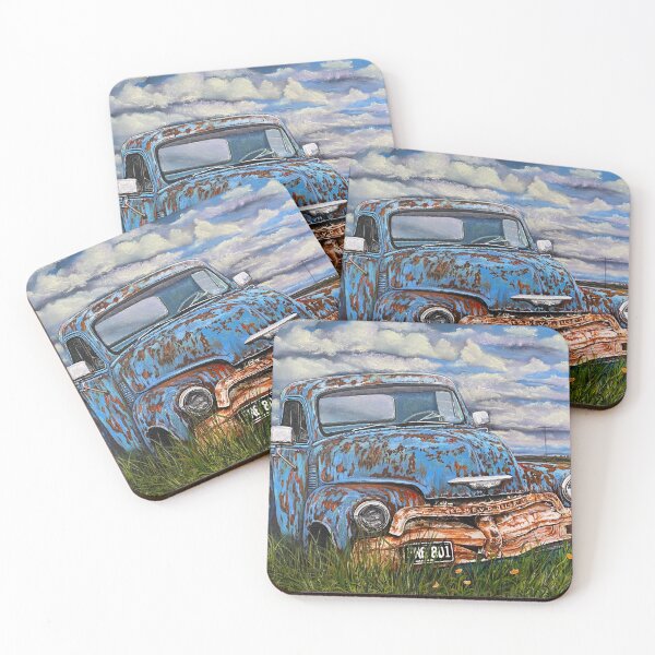 Item preview, "Lonely on the Prairie" Vintage, rusty Chevy truck painted in pastels designed and sold by Marla Kurzec.