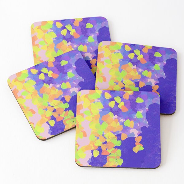 Item preview, Cobalt Blue and Purple Abstract Painting with Neon Floral Impressionist Petals designed and sold by Brushedinbold.