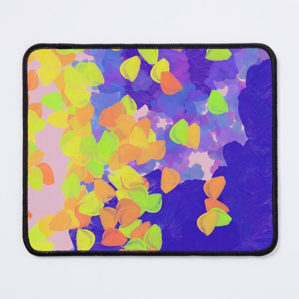 Item preview, Cobalt Blue and Purple Abstract Painting with Neon Floral Impressionist Petals designed and sold by Brushedinbold.